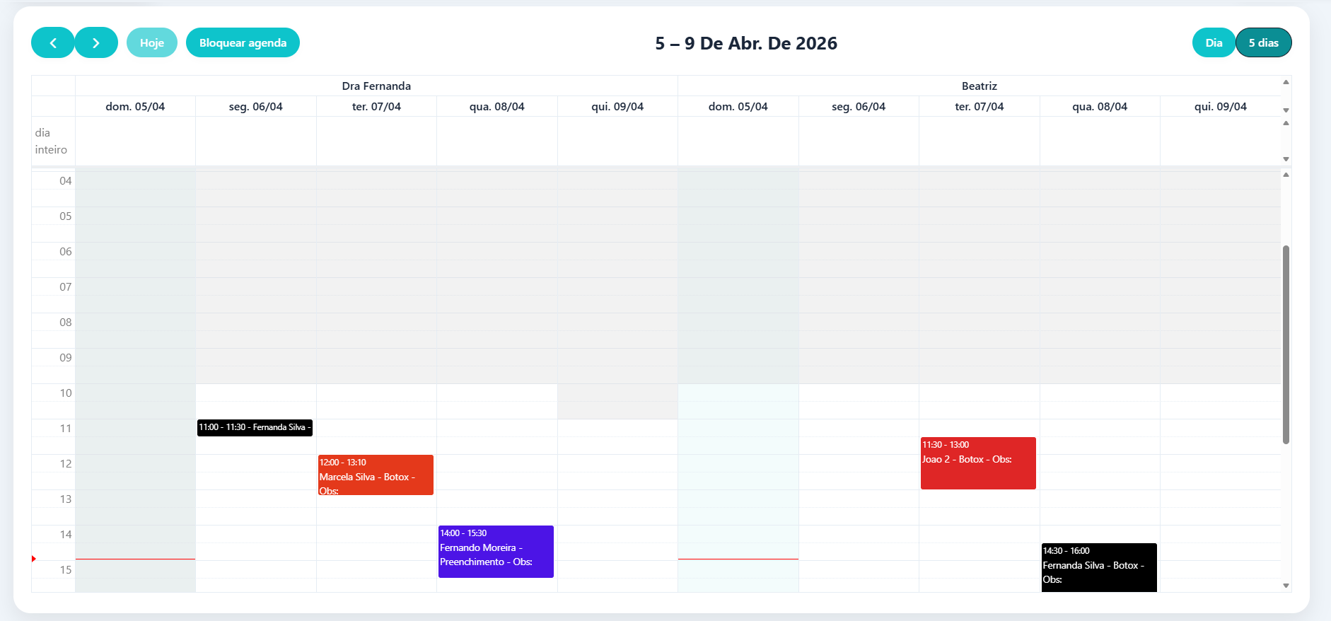 Tela de agendamento do Ugenda